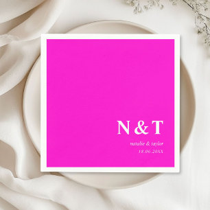 Monogramm neon-rosa pappersservett