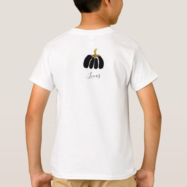 Monogramm Pumpa i Svart, Vitt och Guld T Shirt (Baksida)