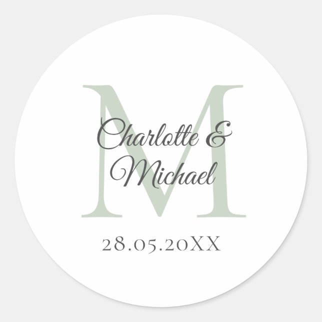 Monogramm Runt Klistermärke (Framsida)