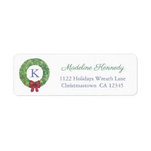 Monogramm semester firande krans röd grön returadr returadress etikett