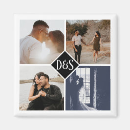 Monogrammad 4 Photo Anpassningsbar Collage Personl Magnet