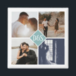 Monogrammad 4 Photo Anpassningsbar Collage Personl Magnet<br><div class="desc">Skapa en Anpassningsbar Photo Collage unikt anpassat personlig Monogrammed 4-fotokylskåp från Ricaso</div>