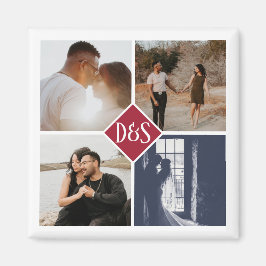 Monogrammad 4 Photo Anpassningsbar Collage Personl Magnet