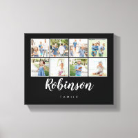 Monogrammad 8 Photo Family Collage Black