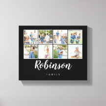 Monogrammad 8 Photo Family Collage Black