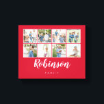 Monogrammad 8 Photo Family Collage Red Canvastryck<br><div class="desc">Använda dina favoritfoton för att göra roligten till en viktig dekoration för ditt hem.</div>