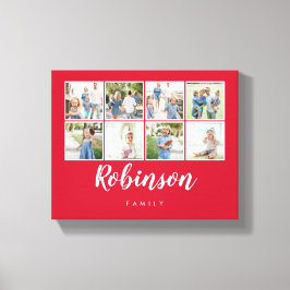 Monogrammad 8 Photo Family Collage Red Canvastryck