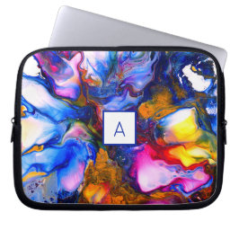 Monogrammad Agate Fluid Art Personlig Laptop Fodral