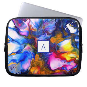 Monogrammad Agate Fluid Art Personlig Laptop Fodral