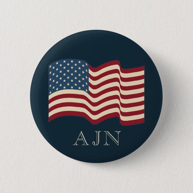 Monogrammad American Flagga Button Gift Knapp (Framsida)