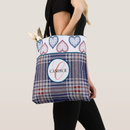 Monogrammad American Red White and Blue Play Tote Tygkasse