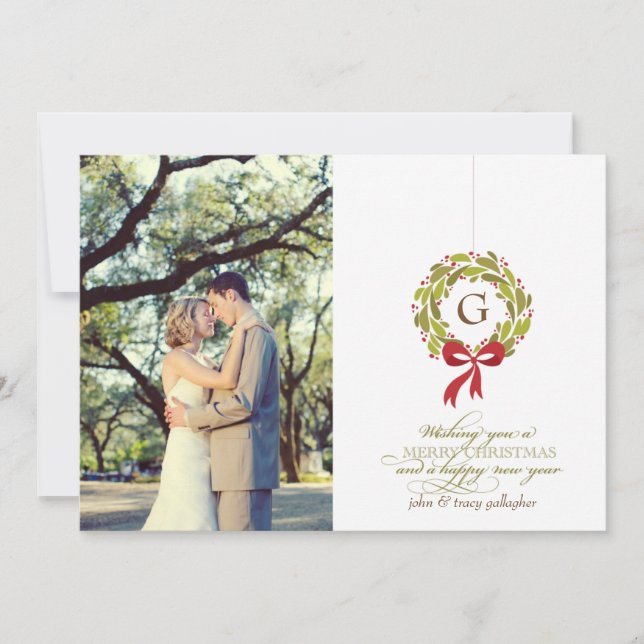 Monogrammad andedräkt - fotokort för Helgdag Julkort (Framsida)