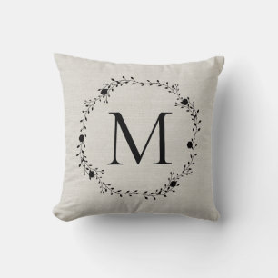 Monogrammad andedräkt med namn och Est-datum på ba Kudde
