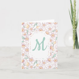 Monogrammad anpassningsbar Blommigt Anteckningskort