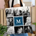 Monogrammad Anpassningsbar för fyrkantsfoto, maski Tygkasse<br><div class="desc">Fyrkantig fotokollage med monogrammad Anpassningsbar Tote Bag. Anpassa det här anpassad design med upp till 8 foton och din egen unika inledande text eller anpassningsbar i monogram.</div>