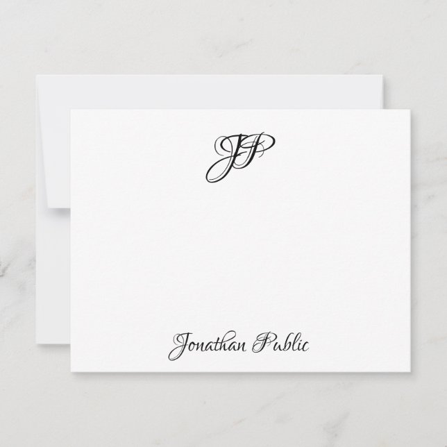 Monogrammad anpassningsbar Snyggt Hand Script-text Anteckningskort (Framsida)