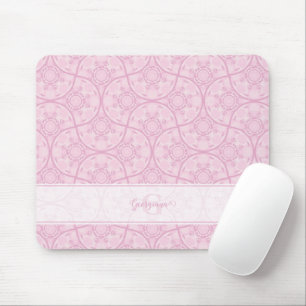 Monogrammad Art Deco Fläkt Preppy in Rosa Mandala Musmatta