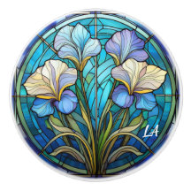 Monogrammad Art nouveau Elegant Blue Teal Blommigt