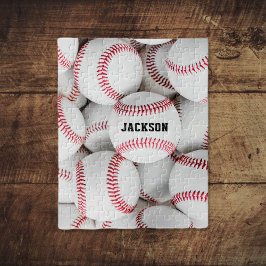 Monogrammad Baseball Pile Photo Close-Up Pussel
