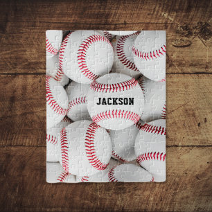 Monogrammad Baseball Pile Photo Close-Up Pussel