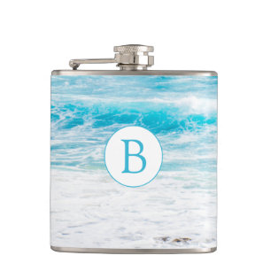 Monogrammad Beach Theme Bröllop-kolv Fickplunta