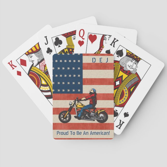 Monogrammad Biker stolt över att vara amerikansk Casinokort (Baksidan)