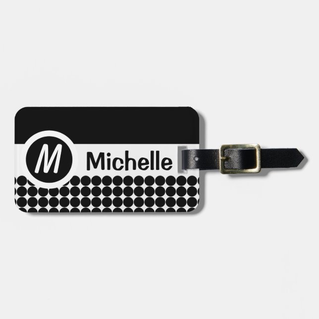 Monogrammad bild av trycksvart bagagebricka (Horisontell Framsida)