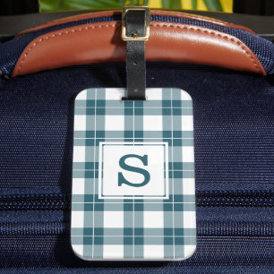 Monogrammad Blå Grönt och vit Play Mönster Bagagebricka