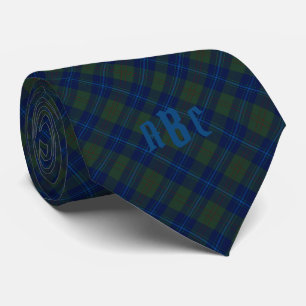 Monogrammad blå och Grönt planerad Slips