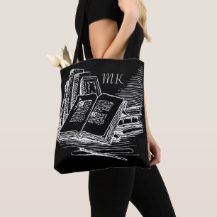 Monogrammad Black and White Academia Tygkasse