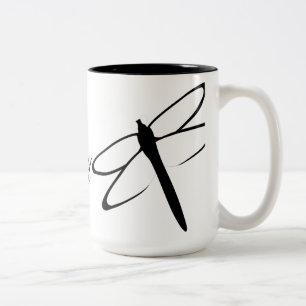 Monogrammad Black and White Dragonfly Mugg
