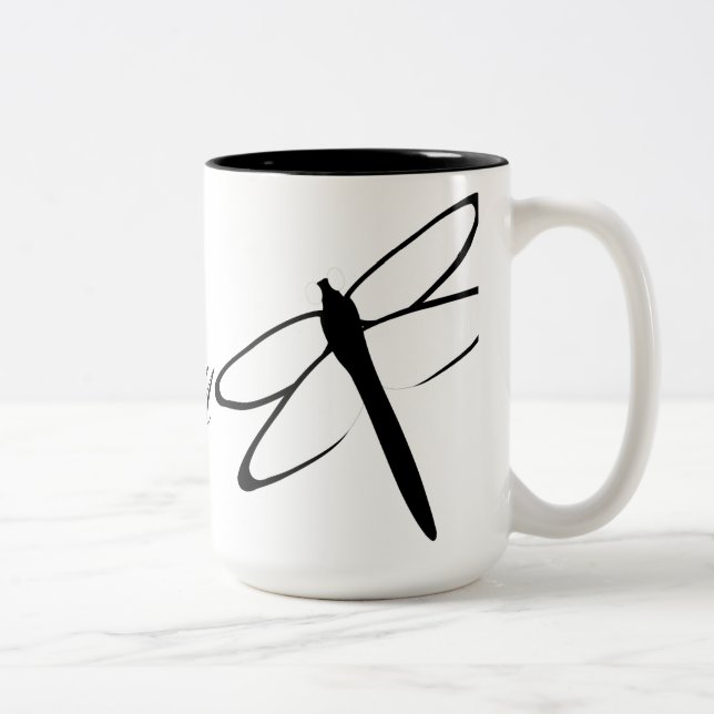 Monogrammad Black and White Dragonfly Mugg (Höger)