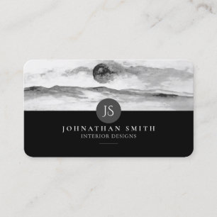 Monogrammad Black and White Ligcape Social Media Visitkort