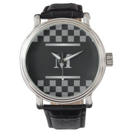 Monogrammad Black Checkded Armbandsur