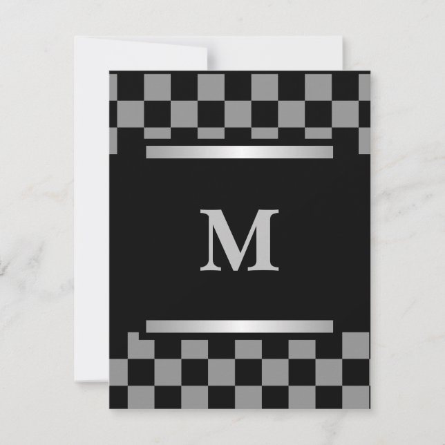 Monogrammad Black Checkded Kort (Framsida)