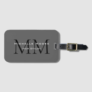 Monogrammad Black Grått Calligraphy Bagagebricka