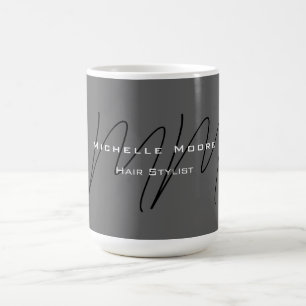 Monogrammad Black Grått Calligraphy Kaffemugg