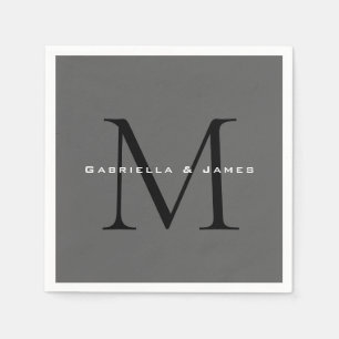 Monogrammad Black Grått Calligraphy Pappersservett
