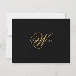 Monogrammad Black & Guld Flat Tack Kort