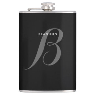 Monogrammad Black Personlig Flasks För manar 8oz Fickplunta