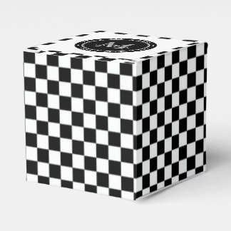 Monogrammad Black White Chessboard Mönster Presentaskar