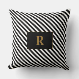 Monogrammad Black/White Rand Kudde