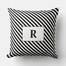 Monogrammad Black/White Rand Kudde