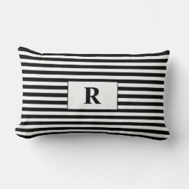 Monogrammad Black/White Rand Lumbarkudde