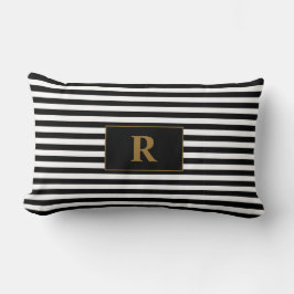 Monogrammad Black/White Rand Lumbarkudde