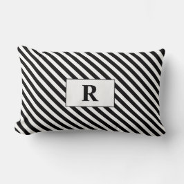 Monogrammad Black/White Rand Lumbarkudde