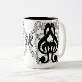 Monogrammad Black & White Spegel Image Music 2 Två-Tonad Mugg
