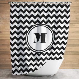 Monogrammad Black White Stripe Chevron Mönster