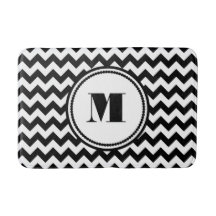 Monogrammad Black White Stripe Chevron Mönster