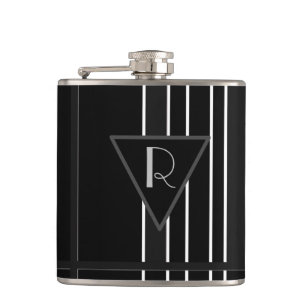 Monogrammad Black & White Stripe Fickplunta